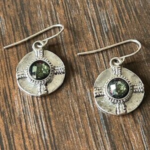 Faceted labradorite, sterling, silver earrings